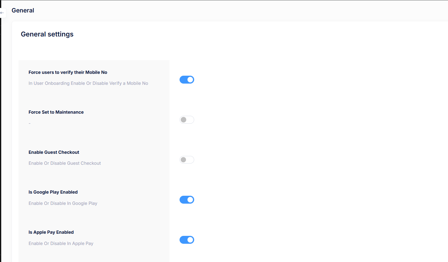 General Settings Configuration