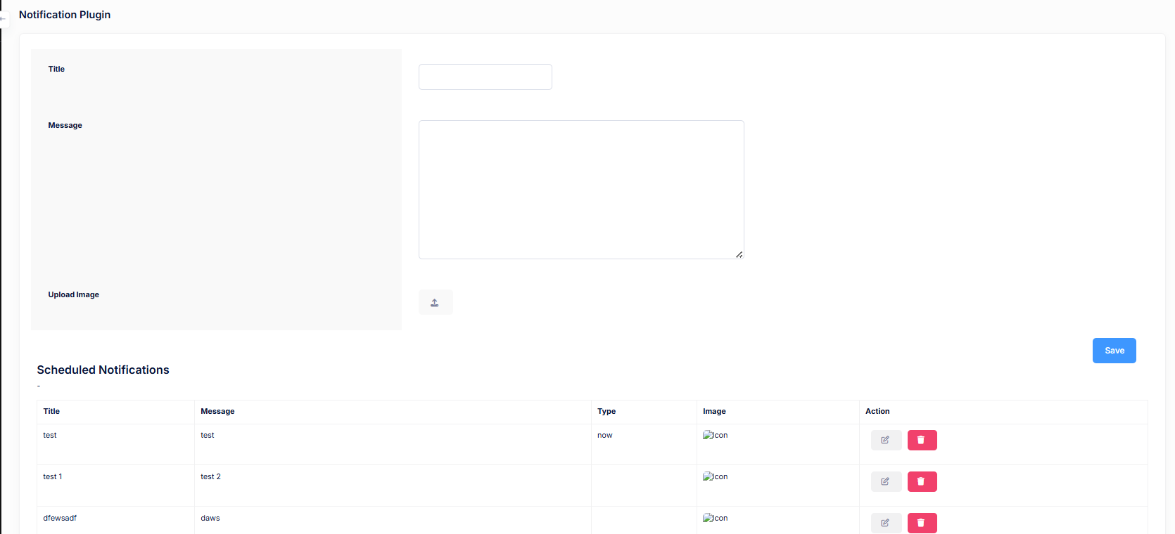Notification Plugin Settings